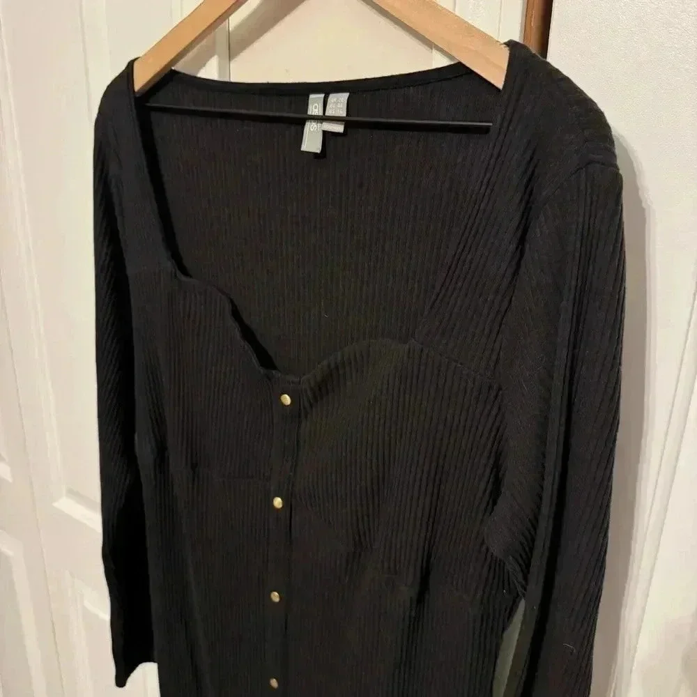 ASOS Black Maxi Dress With Square/Sweetheart  Neckline & Slits Women’s Size 16 - Picture 3 of 12